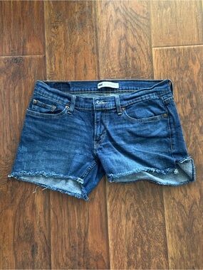Levi's Blue Frayed Hem Denim Shorts